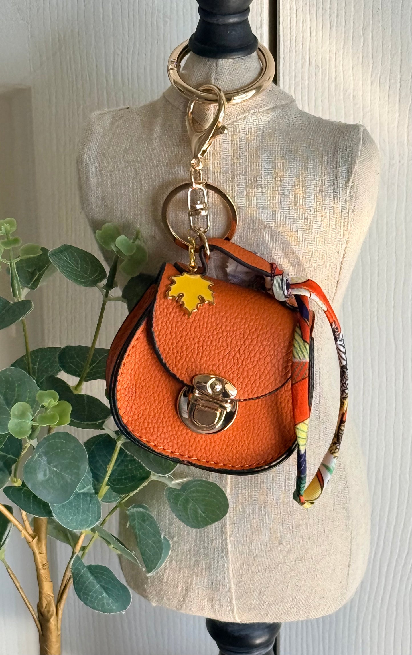 Fall Mini Saddle-Style Handbag Charm