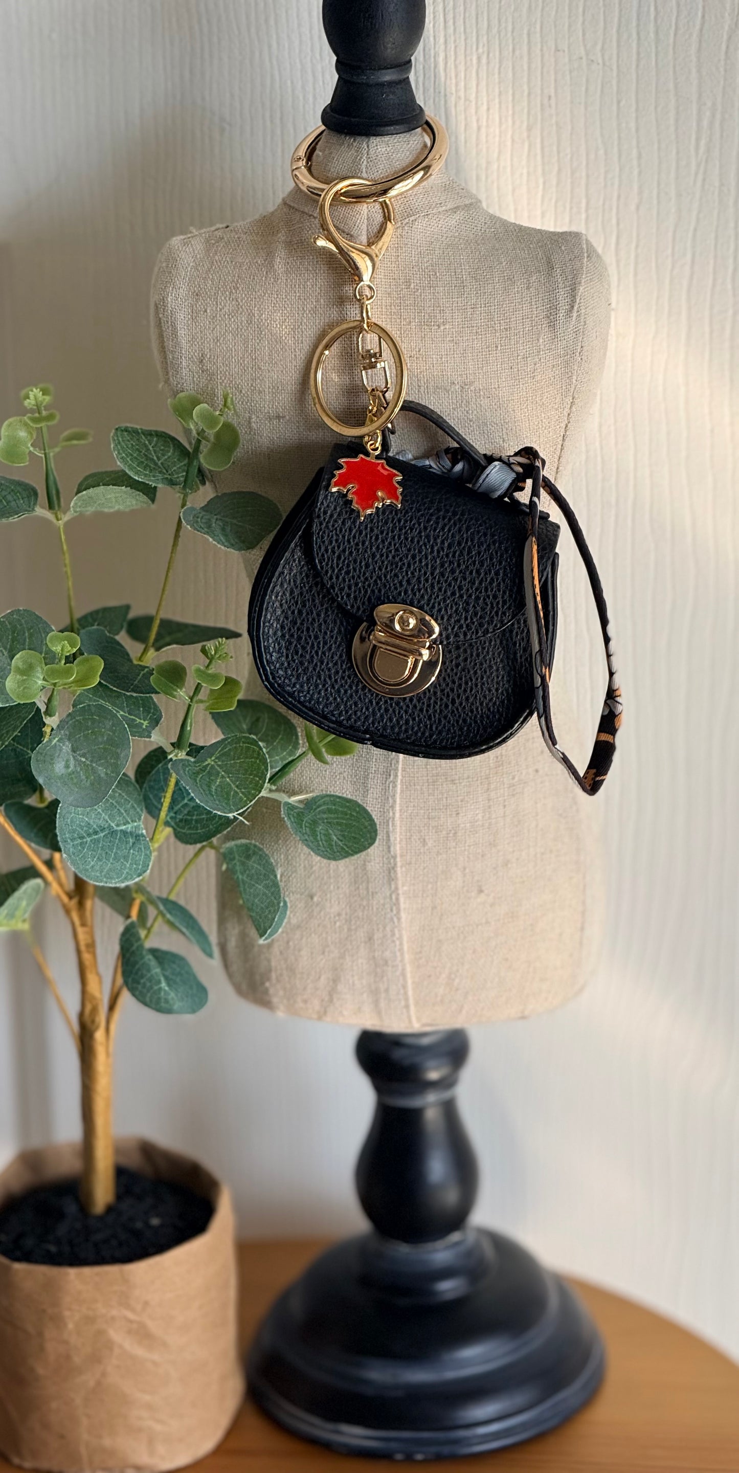 Mini Black Saddle Style Handbag Charm