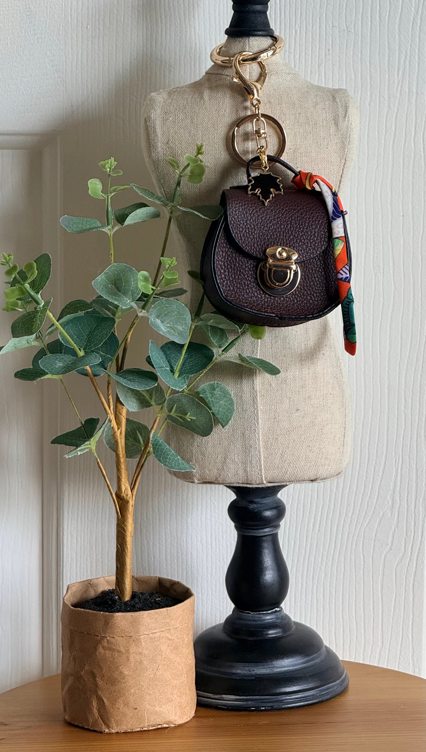 Mini Dark Brown Saddle Bag Charm