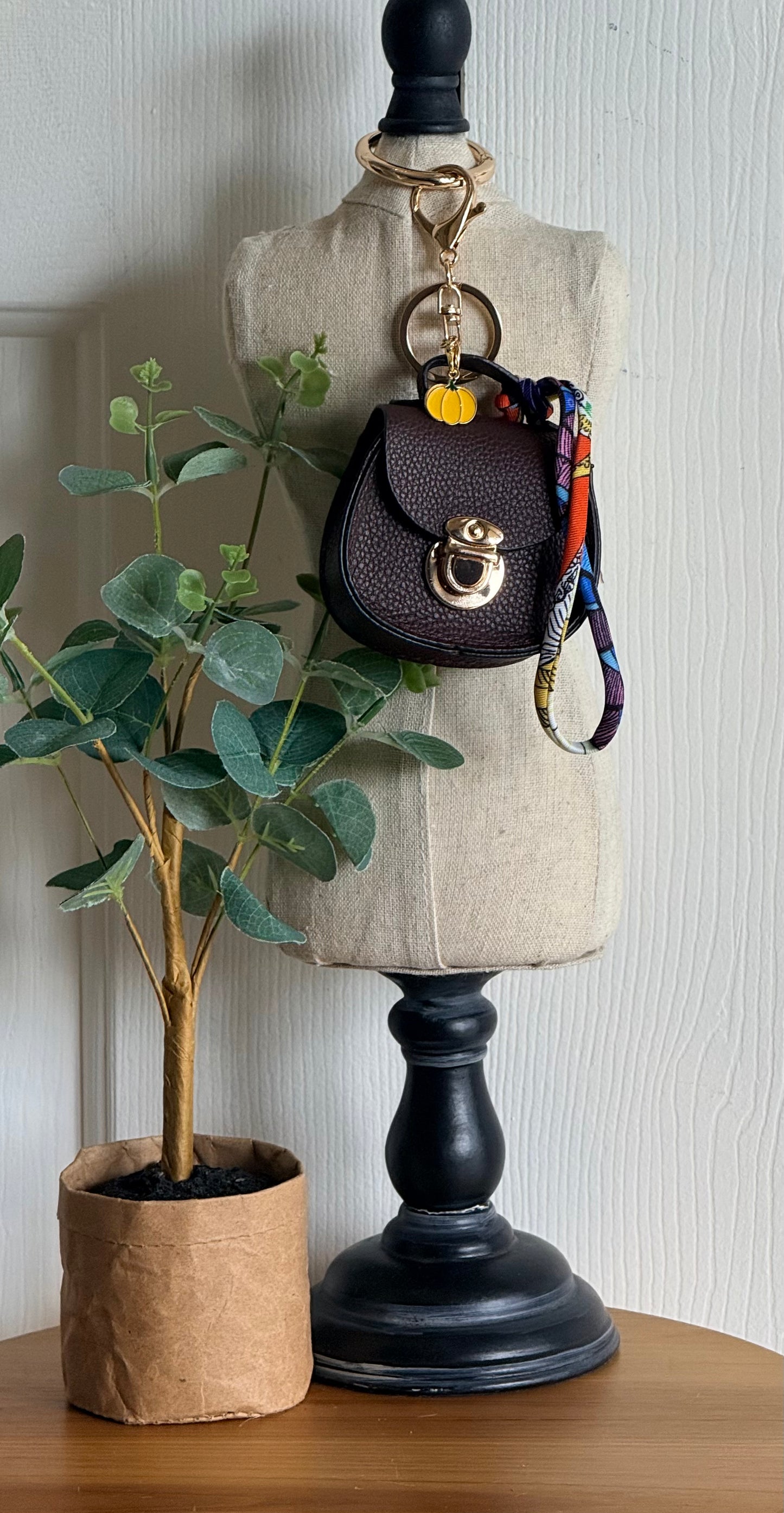 Mini Dark Brown Saddle Bag Charm