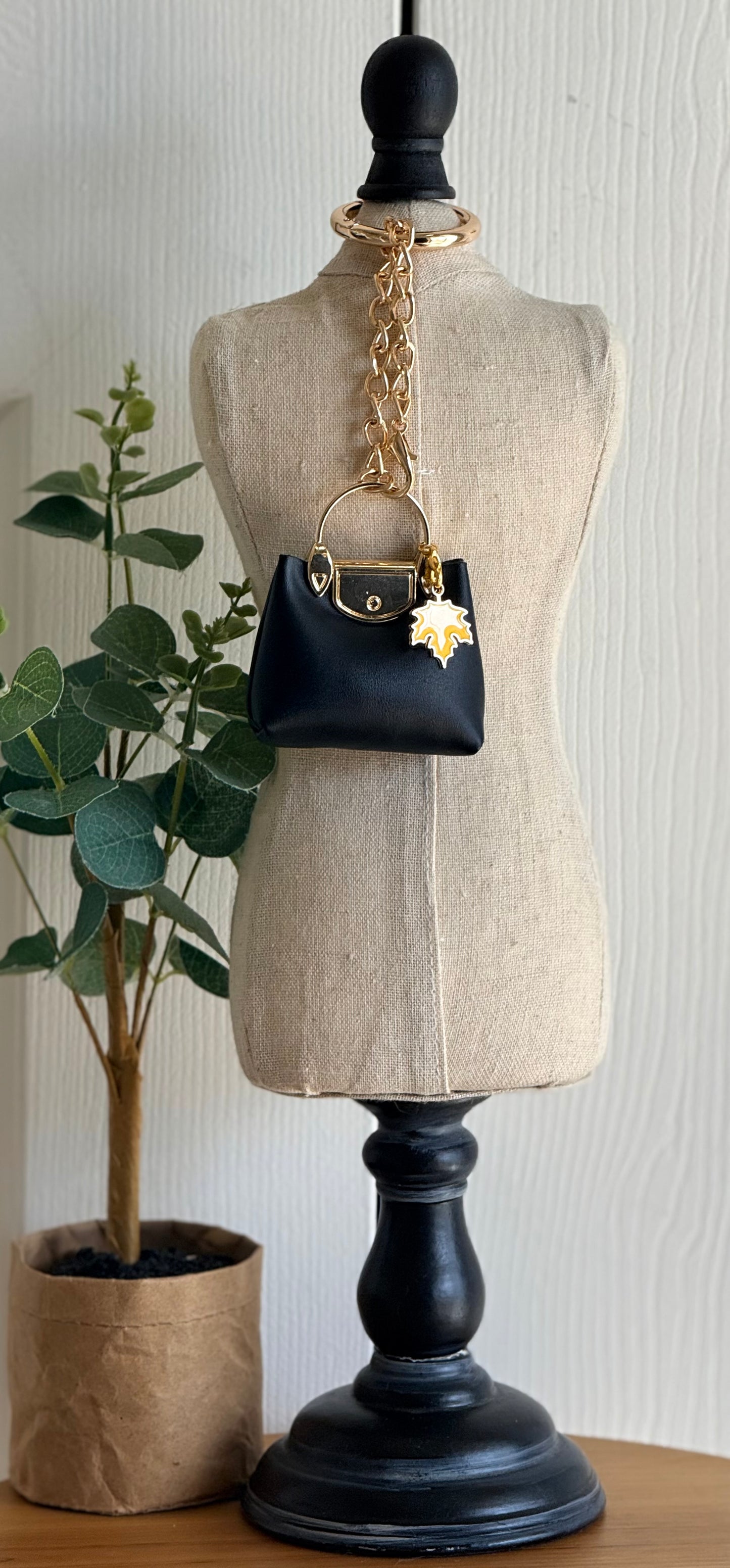 Fall Black and Gold Mini Bag Charm