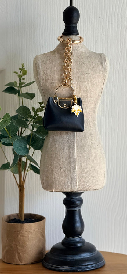Fall Black and Gold Mini Bag Charm