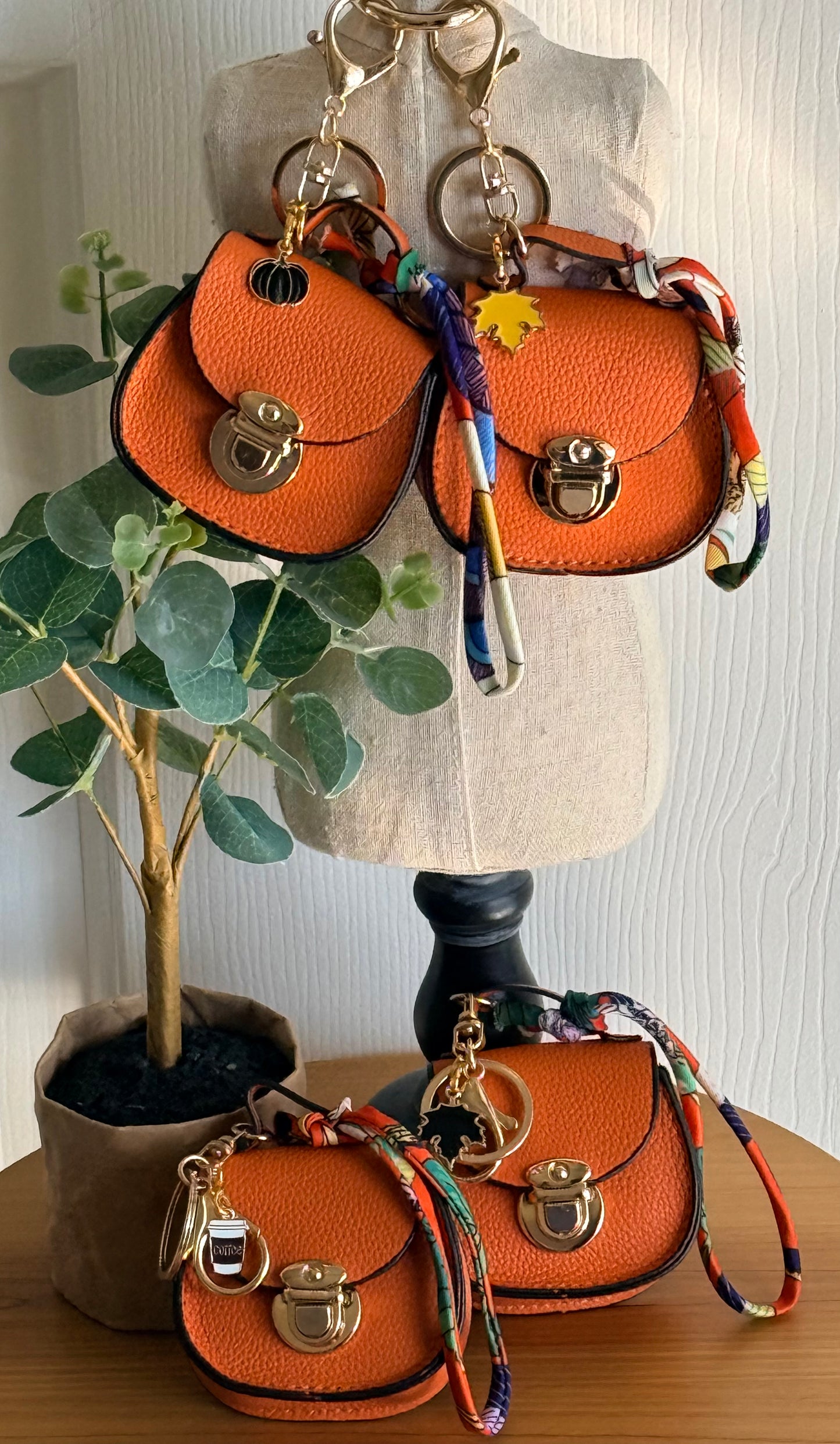 Fall Mini Saddle-Style Handbag Charm