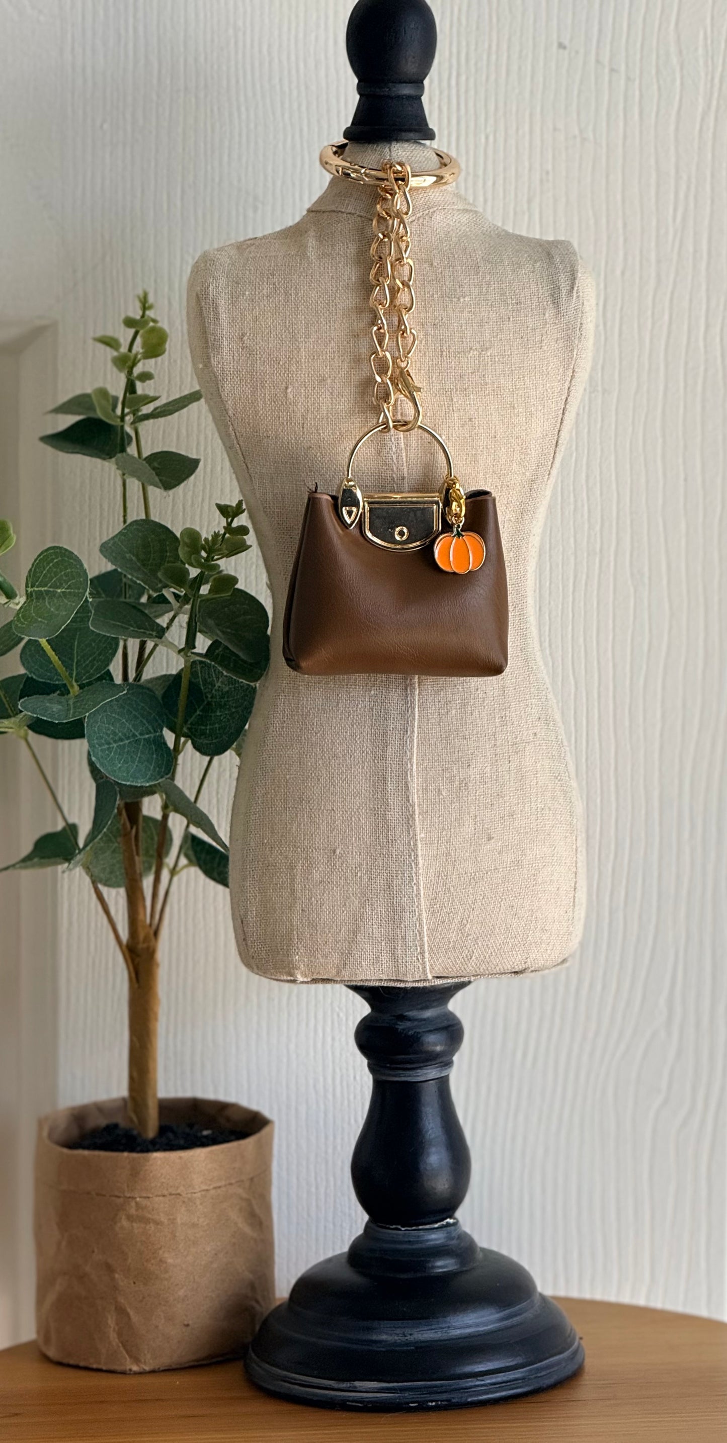 Fall Brown and Gold Mini Bag Charm