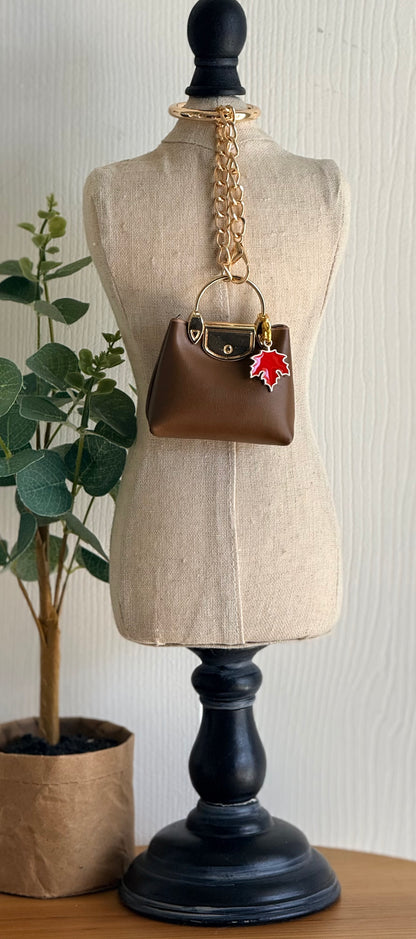 Fall Brown and Gold Mini Bag Charm