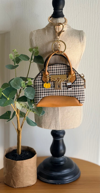 Houndstooth Fall Charm Tote
