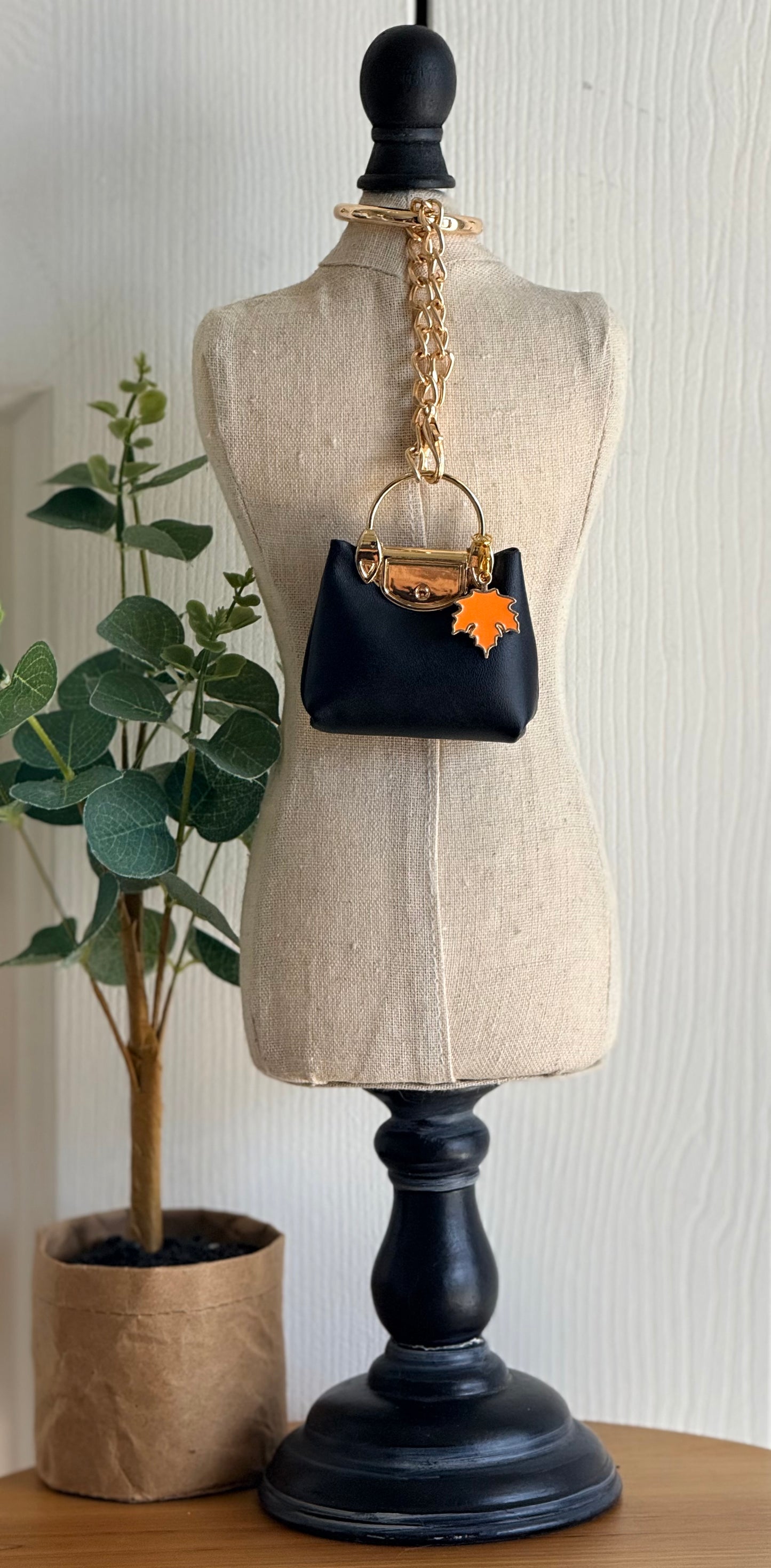 Fall Black and Gold Mini Bag Charm
