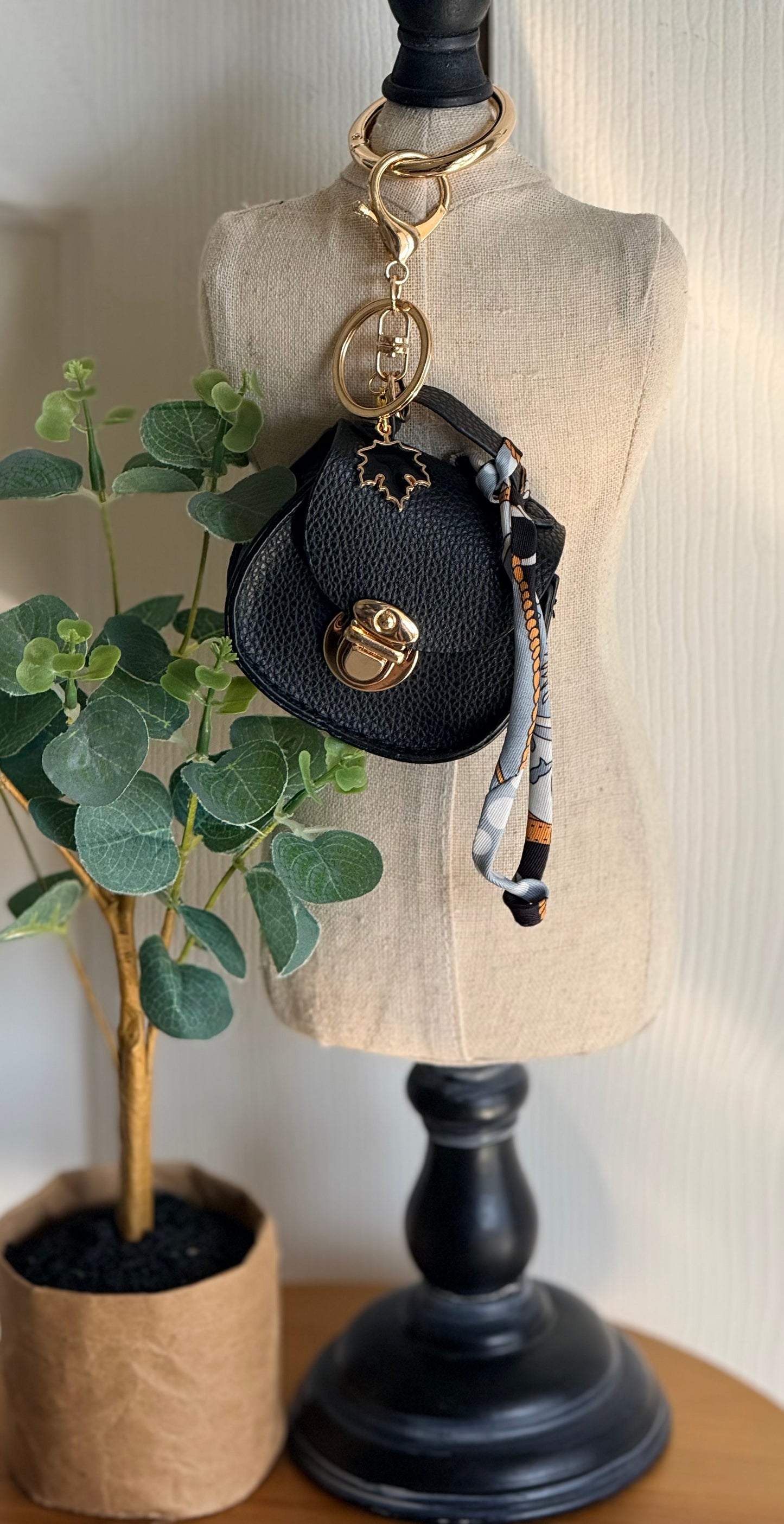 Mini Black Saddle Style Handbag Charm
