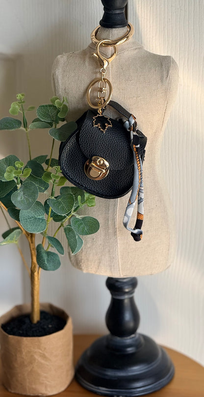 Mini Black Saddle Style Handbag Charm