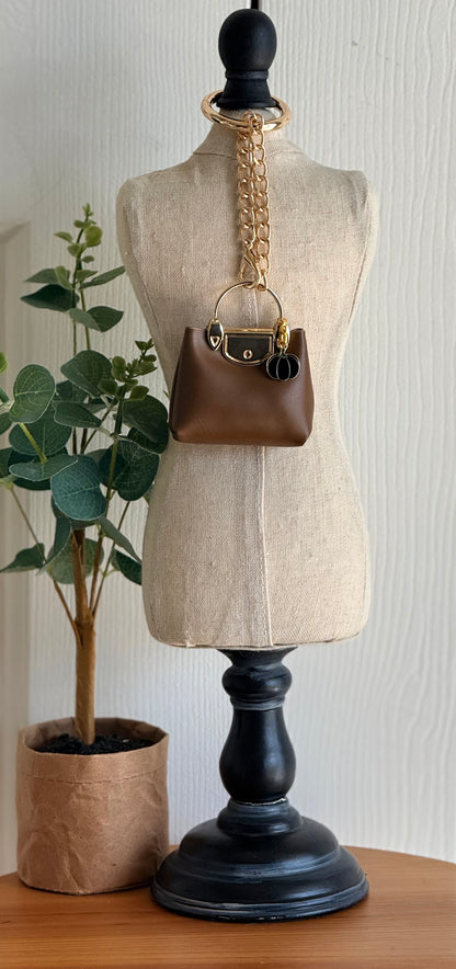 Fall Brown and Gold Mini Bag Charm