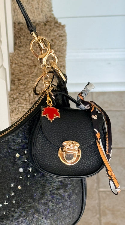 Mini Black Saddle Style Handbag Charm