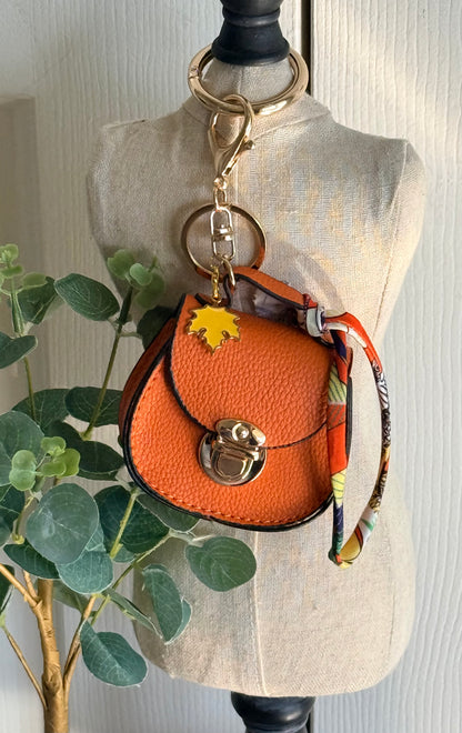 Fall Mini Saddle-Style Handbag Charm