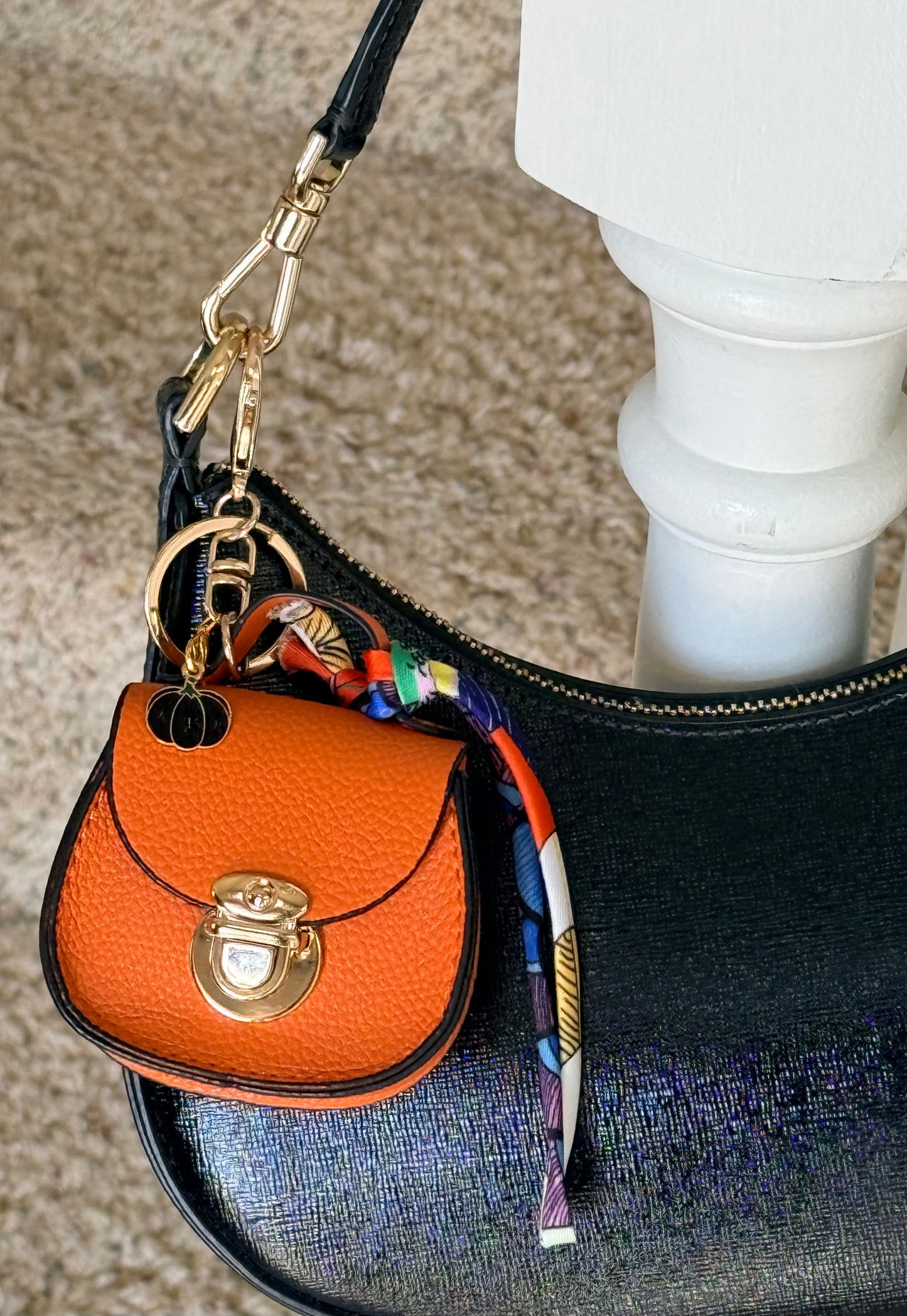 Fall Mini Saddle-Style Handbag Charm
