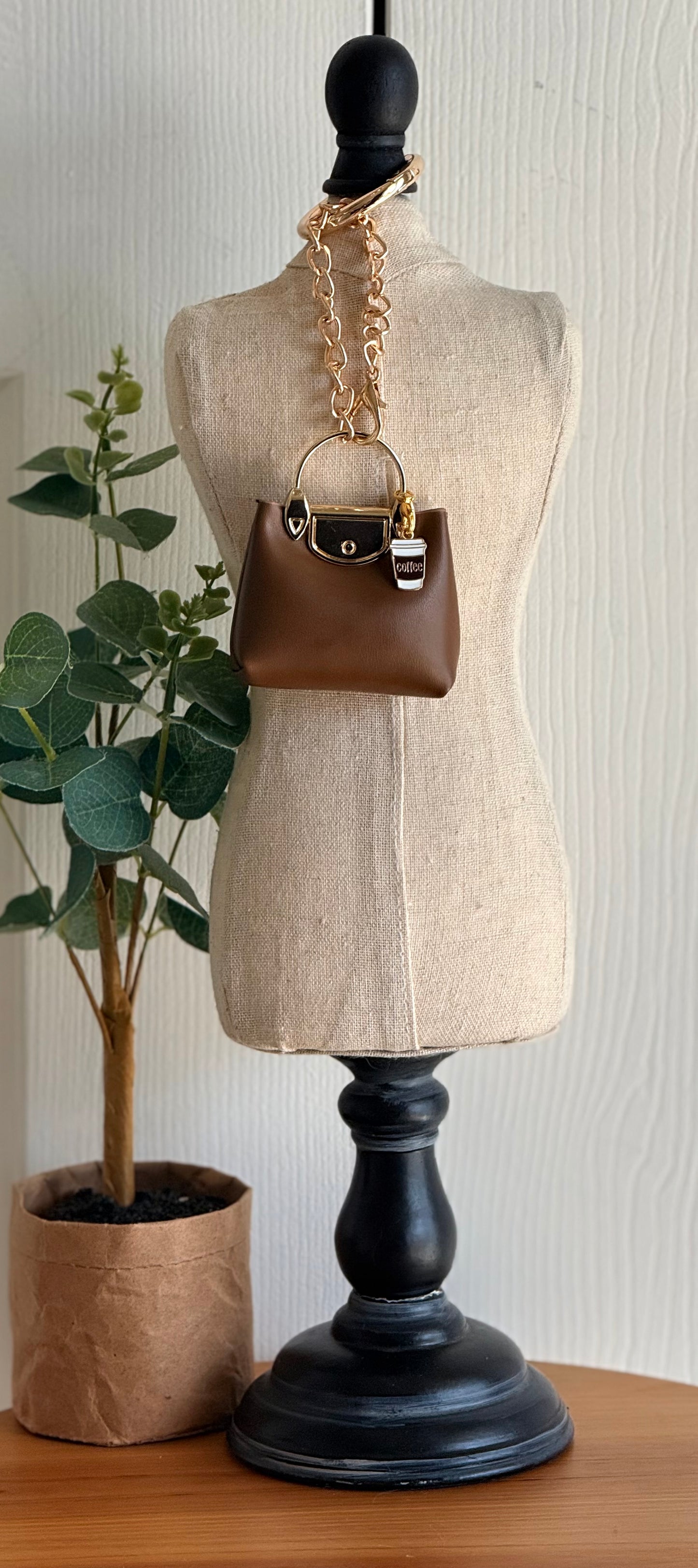 Fall Brown and Gold Mini Bag Charm