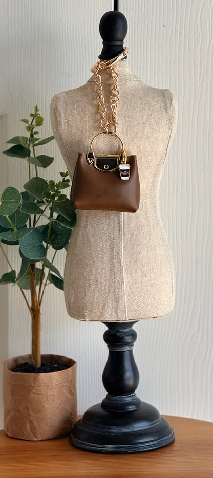 Fall Brown and Gold Mini Bag Charm