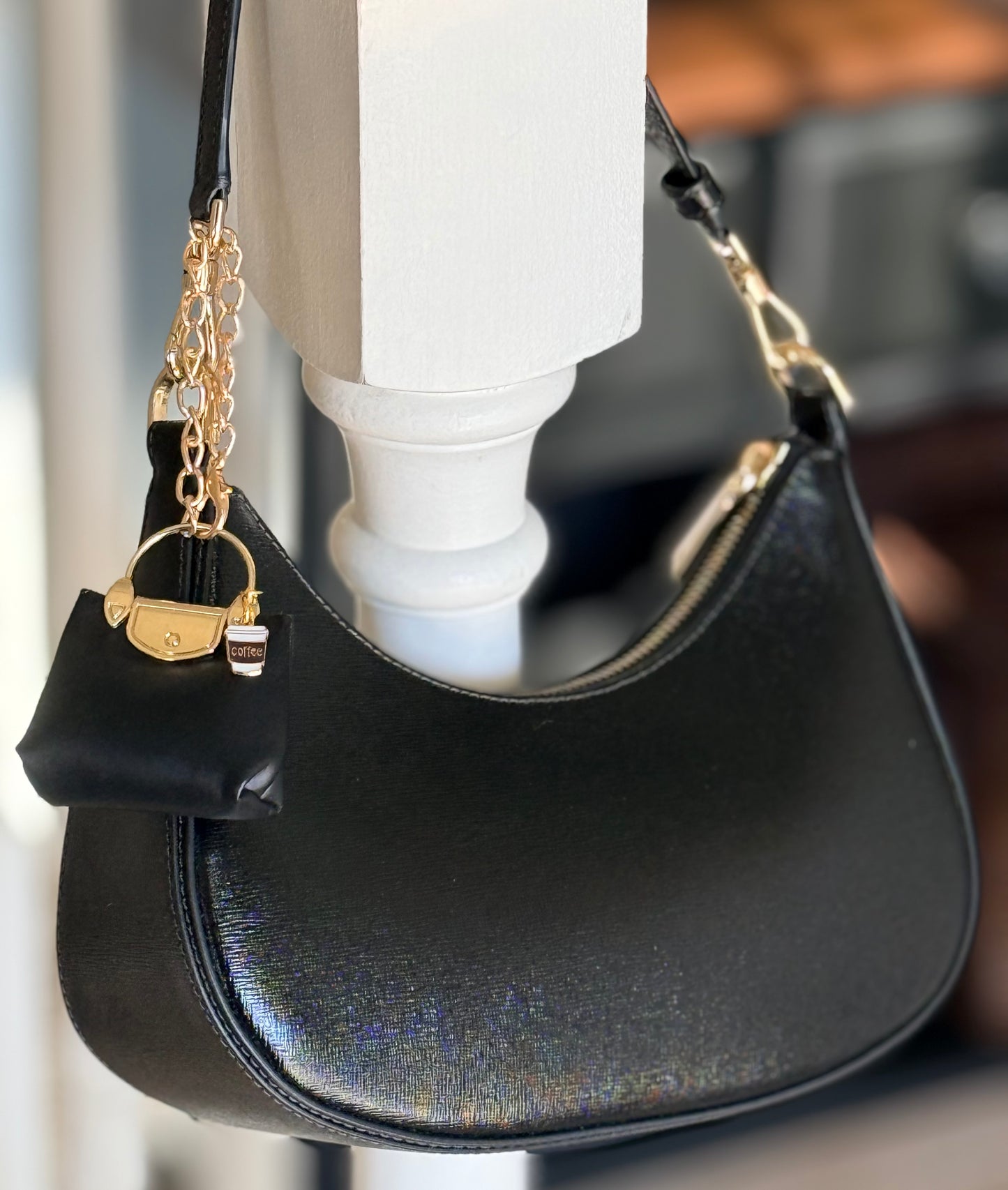 Fall Black and Gold Mini Bag Charm