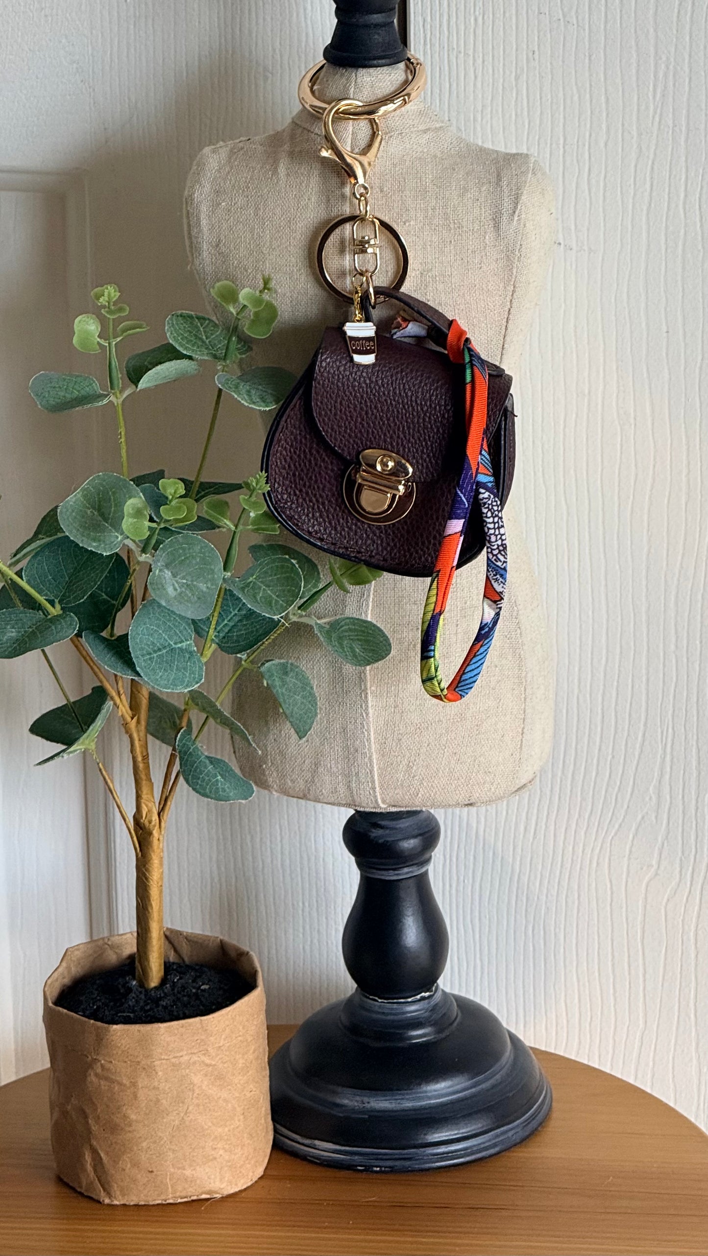 Mini Dark Brown Saddle Bag Charm