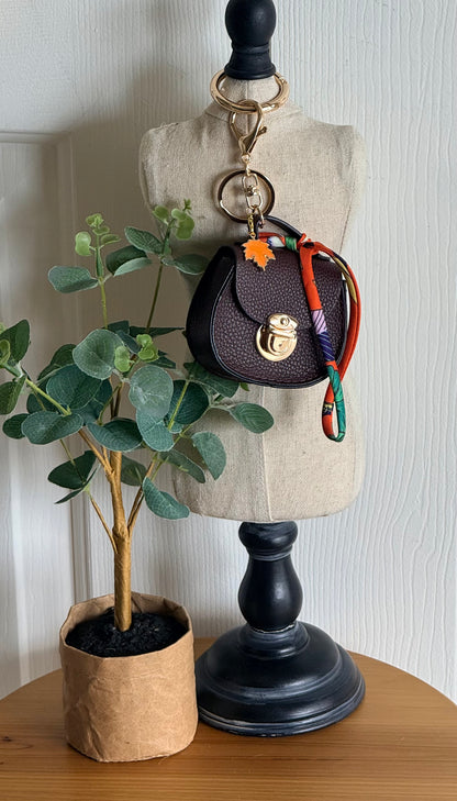 Mini Dark Brown Saddle Bag Charm