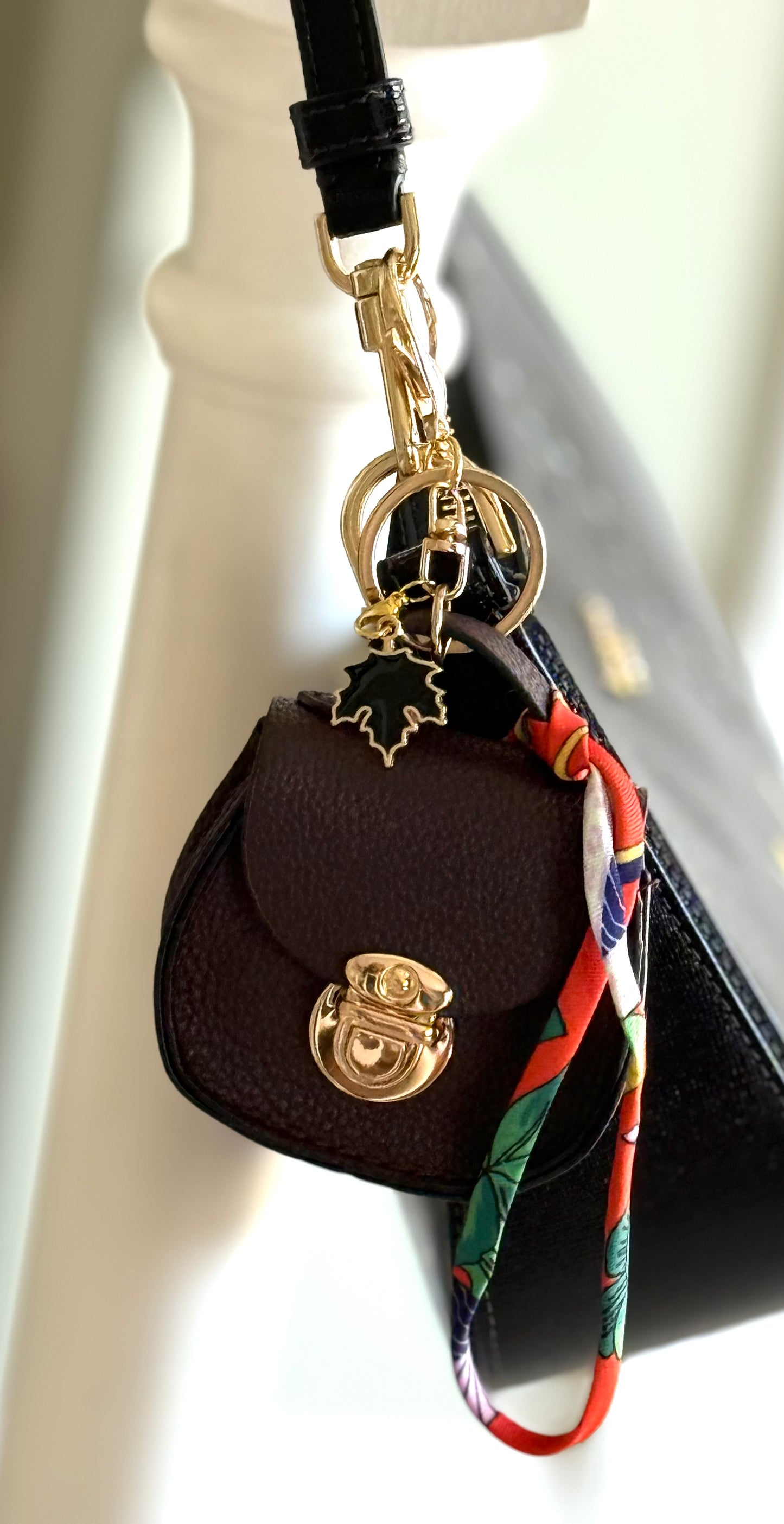 Mini Dark Brown Saddle Bag Charm