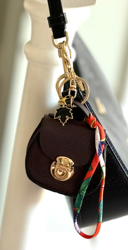 Mini Dark Brown Saddle Bag Charm