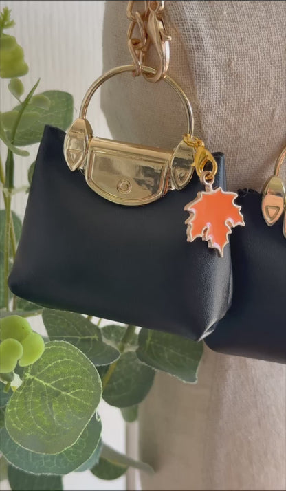 Fall Black and Gold Mini Bag Charm