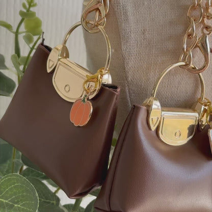 Fall Brown and Gold Mini Bag Charm